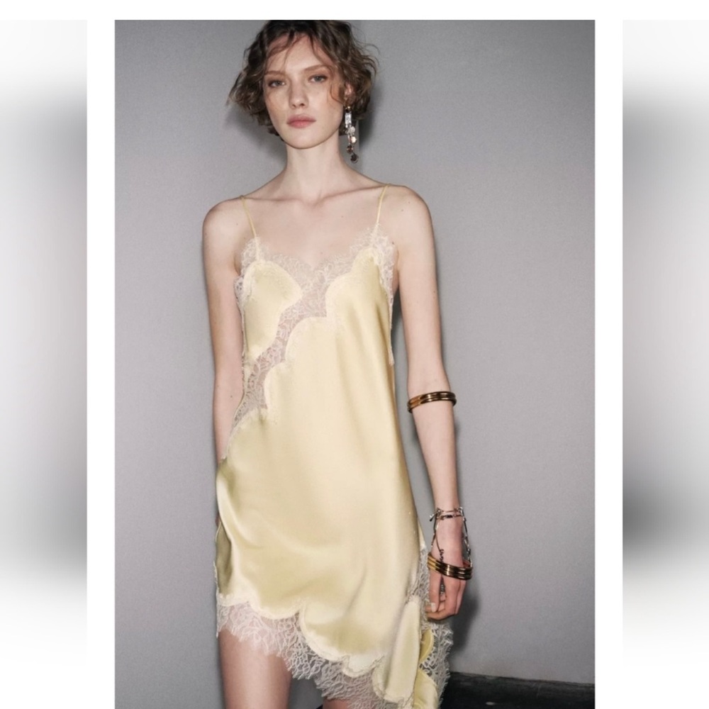 ZARA WOMAN NWT SS25 ASYMMETRIC LACE DRESS MINI ZW COLLECTION 5919/200/300